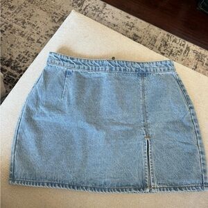 Lioness Light Blue Denim Mini Skirt with Front Slit